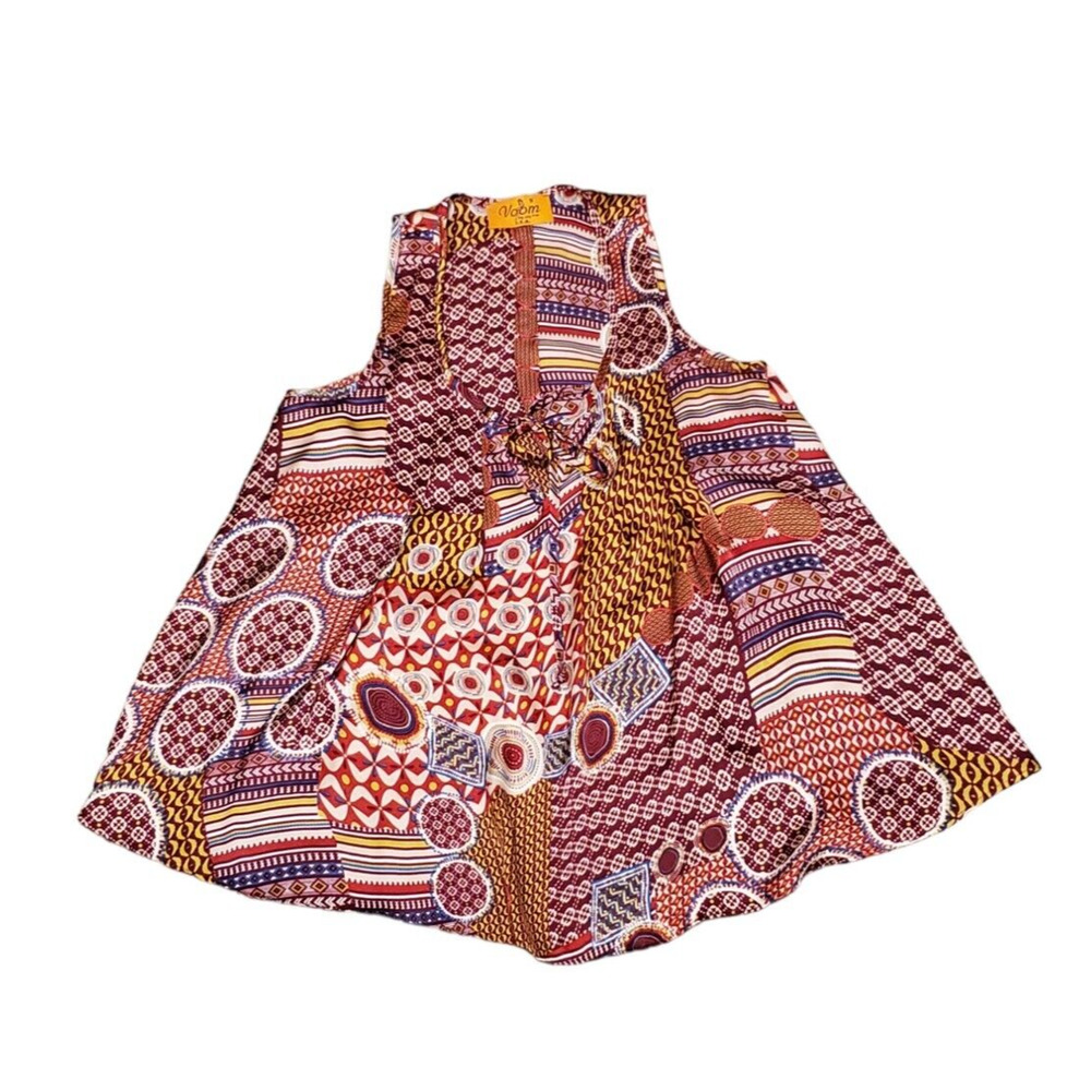 VOOM By Joy Han Patchwork Tank Top Sleeveless Pullover Keyhole Women Size Small